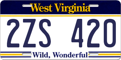 WV license plate 2ZS420