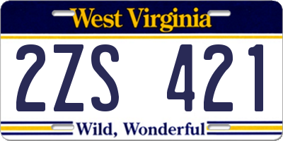 WV license plate 2ZS421