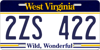 WV license plate 2ZS422