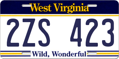WV license plate 2ZS423