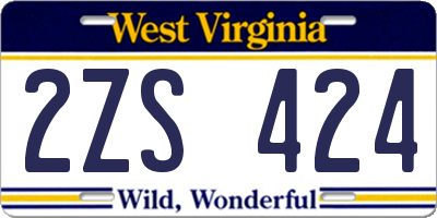 WV license plate 2ZS424