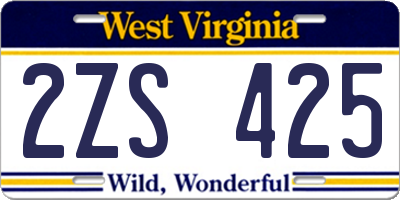 WV license plate 2ZS425