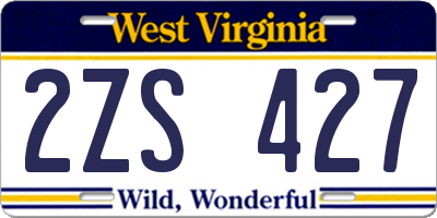 WV license plate 2ZS427