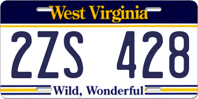 WV license plate 2ZS428