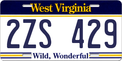WV license plate 2ZS429