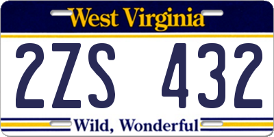 WV license plate 2ZS432