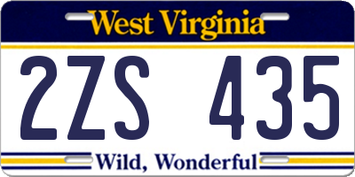 WV license plate 2ZS435