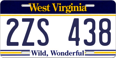 WV license plate 2ZS438