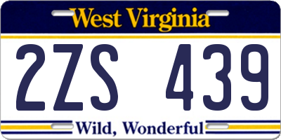 WV license plate 2ZS439
