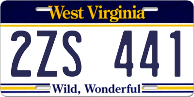 WV license plate 2ZS441