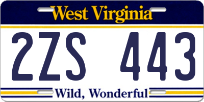 WV license plate 2ZS443