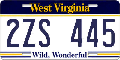 WV license plate 2ZS445