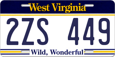 WV license plate 2ZS449