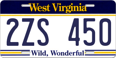 WV license plate 2ZS450