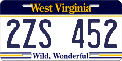 WV license plate 2ZS452