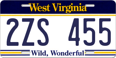 WV license plate 2ZS455