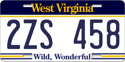 WV license plate 2ZS458