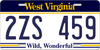 WV license plate 2ZS459