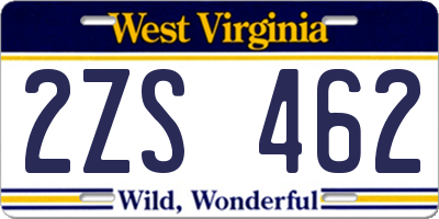 WV license plate 2ZS462