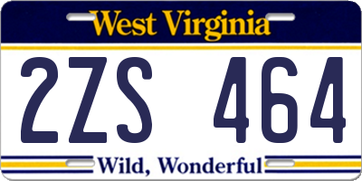 WV license plate 2ZS464