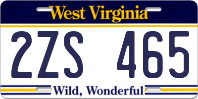 WV license plate 2ZS465