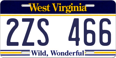 WV license plate 2ZS466