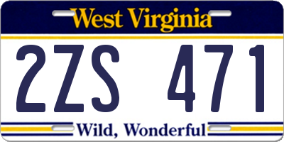 WV license plate 2ZS471