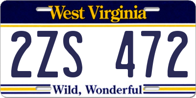 WV license plate 2ZS472