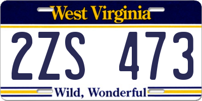 WV license plate 2ZS473