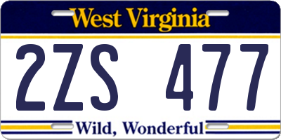 WV license plate 2ZS477