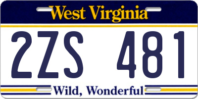 WV license plate 2ZS481