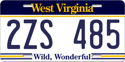 WV license plate 2ZS485