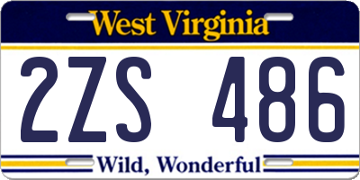 WV license plate 2ZS486