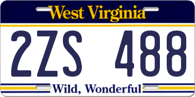 WV license plate 2ZS488