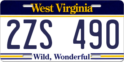 WV license plate 2ZS490