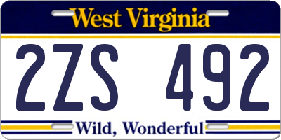 WV license plate 2ZS492