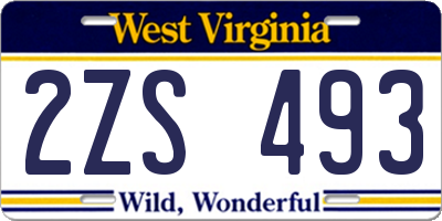 WV license plate 2ZS493