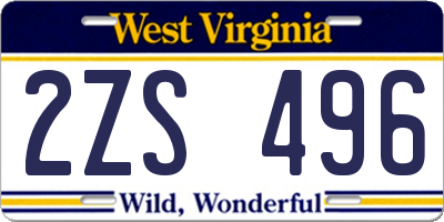 WV license plate 2ZS496