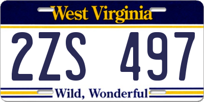 WV license plate 2ZS497