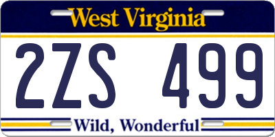 WV license plate 2ZS499
