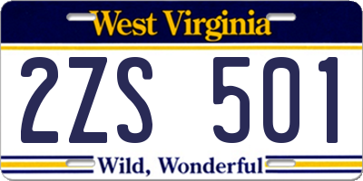 WV license plate 2ZS501