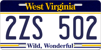 WV license plate 2ZS502