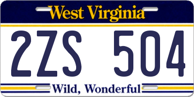 WV license plate 2ZS504