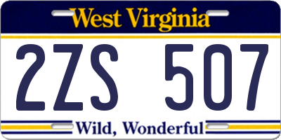 WV license plate 2ZS507