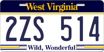 WV license plate 2ZS514