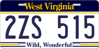 WV license plate 2ZS515