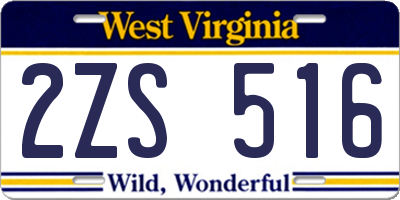 WV license plate 2ZS516