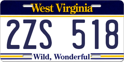 WV license plate 2ZS518