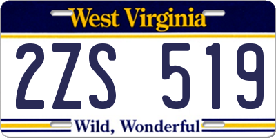 WV license plate 2ZS519