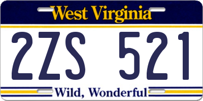 WV license plate 2ZS521